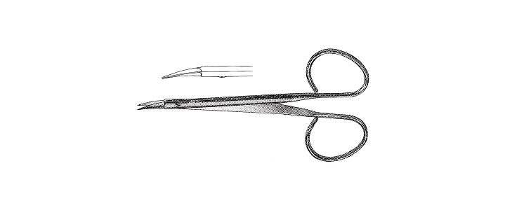 Stevens Removal Scissors, Flat Shanks, Curved, Fine Sharp Tips