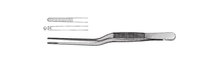DErrico Dressing and Tissue Forceps, Bayonet Handle